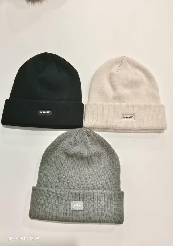Zestaw 3 czapek beanie ribbed knit w kolorach czarny