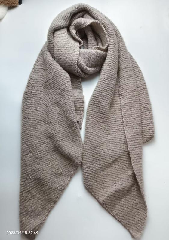 Szalik oversize rypsowy beżowo-taupe hurtownia — gruby splot