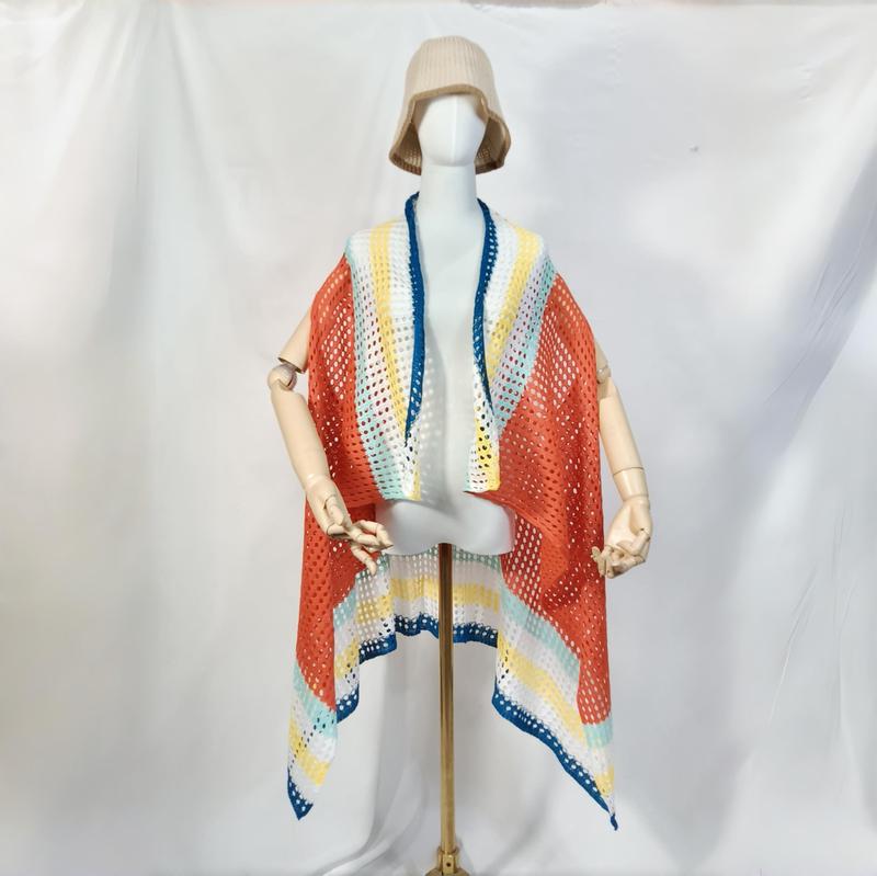 Kimono szydełkowe w kolorowe paski – hurtownia boho cardigan wrap dla dostawców B2B