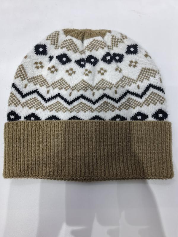 Czapka zimowa Fair Isle beanie: wzór chevron i kwiatowy