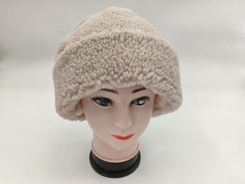 Kremowa czapka bucket hat ze sherpa fleecem w stylu misia Teddy, zimowa, puszysta i miękka.